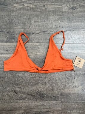 Toast Swim Orange Knot-Front Bikini Top